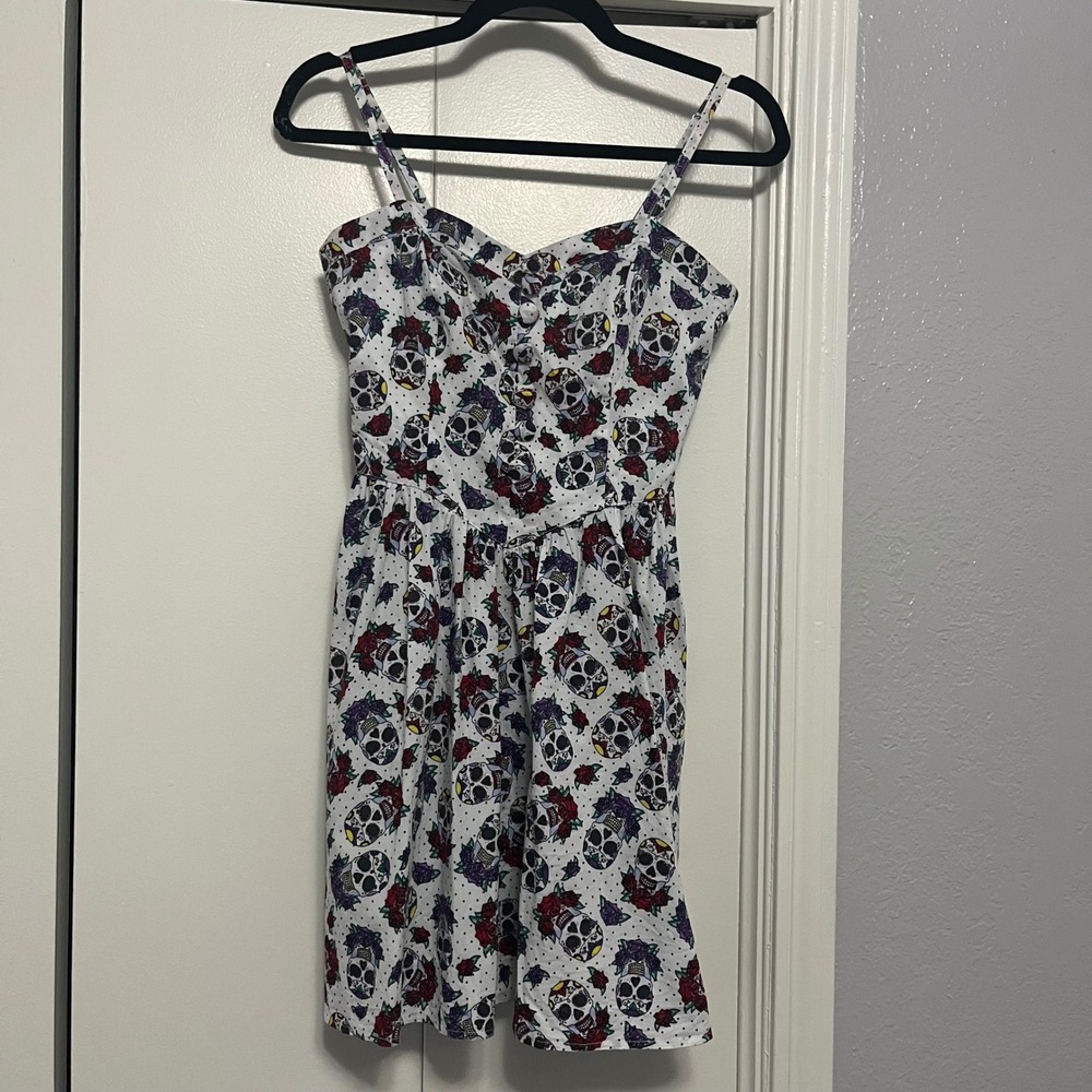 Skull Print Dress Sleeveless Mini Dress Casual Party‎ Dress